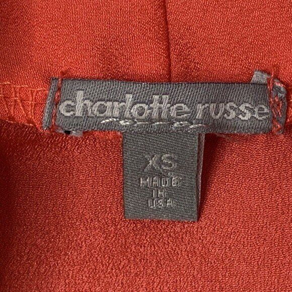 Charlotte Russe Sleeveless Blouse Women XS Button Front Tie Coral - Picture 5 of 7